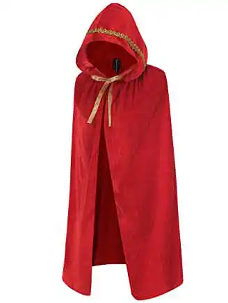 

Длинный бархатный плащ на Хэллоуин, костюм для выступлений с капюшоном, Красная Шапочка, сценический наряд, этническая женская мода