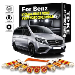 TPKE 19Pcs LED Interior Map Dome Trunk Door Footwell Light Kit For Mercedes Benz V Class W447 V200 V220 V250 2015-2018 Car Bulbs
