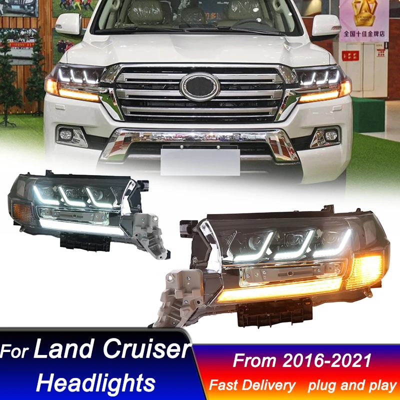 

Автомобильные фары для Toyota Land Cruiser 2016-2021, стиль освещения LEXUS, улучшенная фара, динамическая сигнальная лампа, передняя лампа в сборе