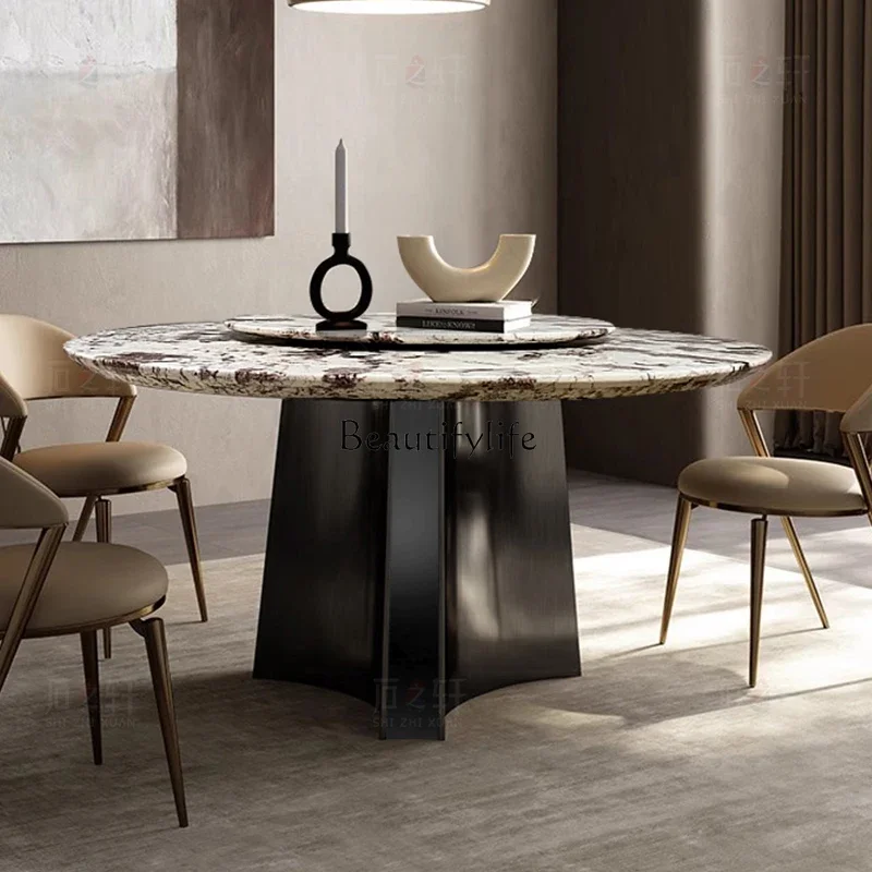 FG26Imported natural stone dining table light luxury marble round dining table