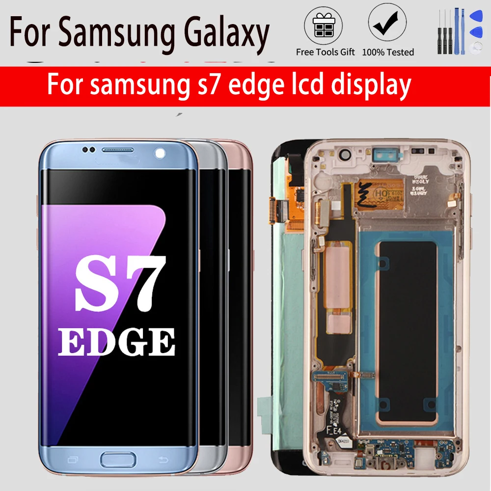 Super AMOLED LCD For Samsung Galaxy S7 Edge G935 G935F SM-G935FD LCD Display Touch Screen Digitizer Assembly Screen Test Intact