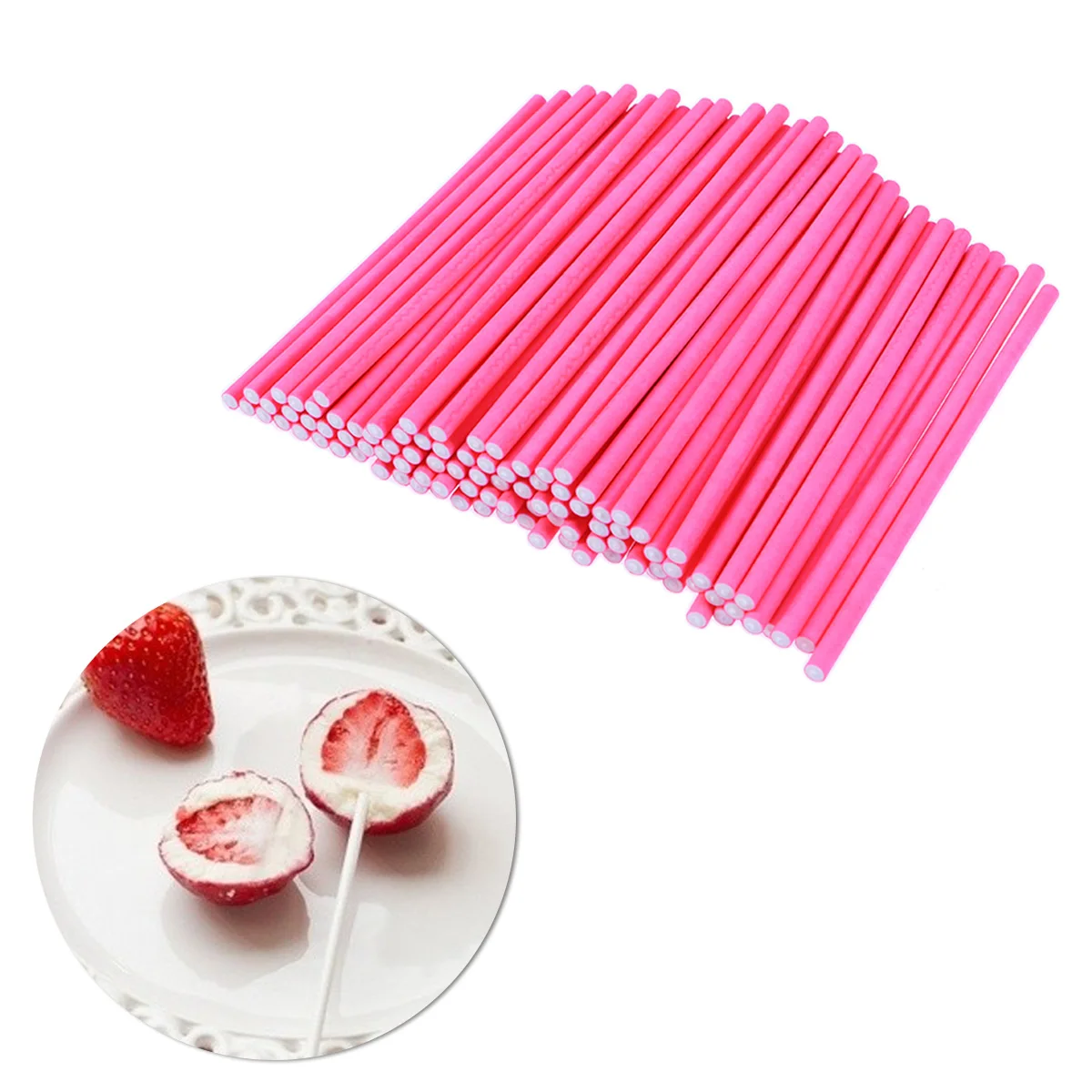 

100pcs Food Grade Cotton Candy Lollipop Sticks Craft Project Tools Paper Cake Pops Hard Chocolate Baking Pastry