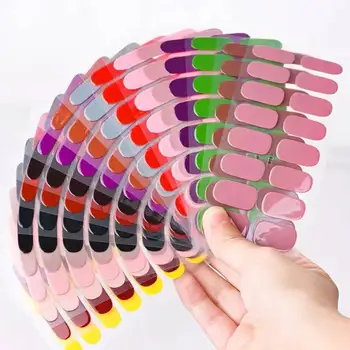 16 puntas 5D pegatinas de cobertura completa para uñas Gel semicurado UV pegatinas para uñas esmalte de uñas de moda pegatina para decoración de uñas parche de extensión