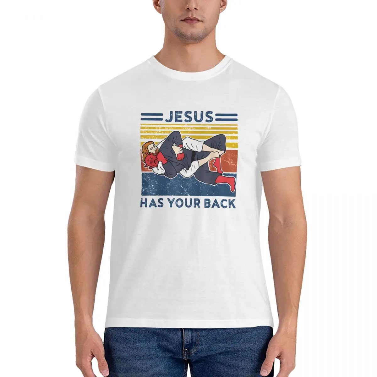 Vintage Funny Fun Meme T-Shirt Men O Neck Pure Cotton T Shirt J-Jesus Short Sleeve Tees 4XL 5XL Clothing