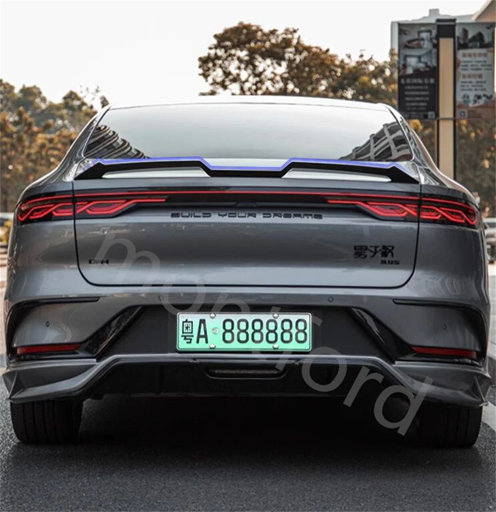 Car ABS Sport Spoiler Carbon Fiber Pattern For BYD Han E9 Ev Dmi 2023 2024 Sport Spoiler Exterior Modification Han Accessories