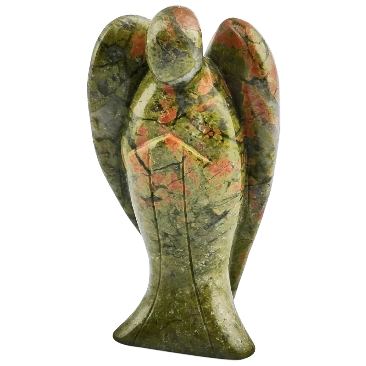 4 Inches Unakite Guardian Angel Figurines Reiki Healing Stone Hand Carved Mini Statue For Love & Peace Home Decoration