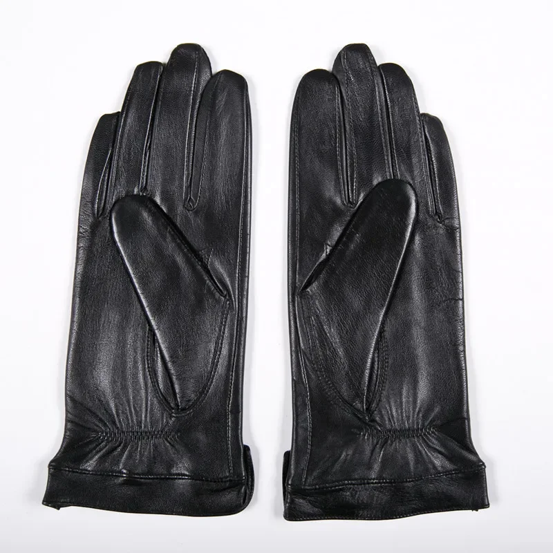 GOURS-guantes de piel auténtica para mujer, manoplas de piel de cabra negra, Forro fino, suave y cálido, para conducir, novedad de invierno, GSL032