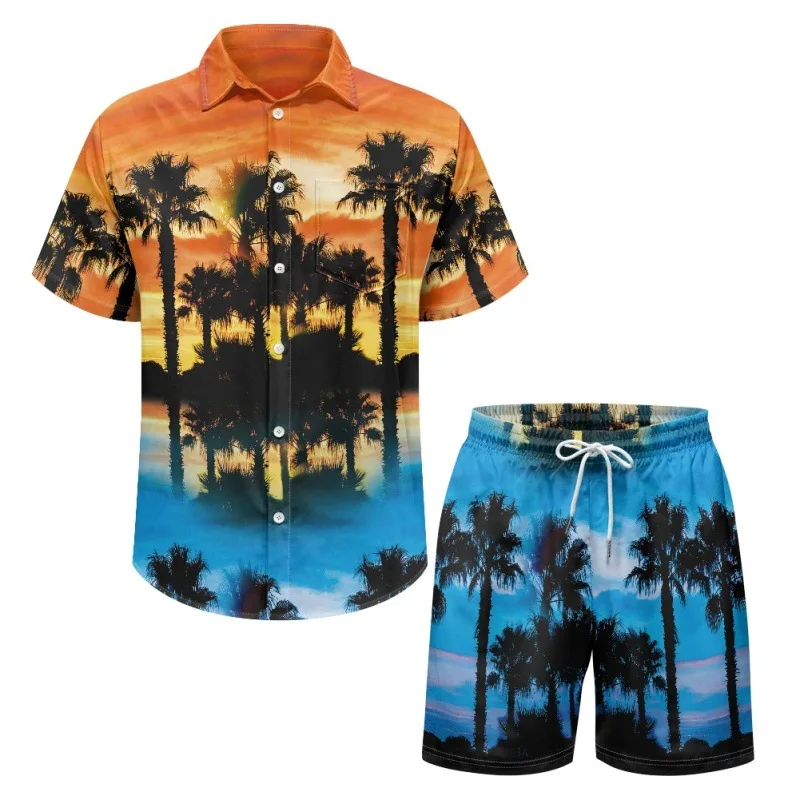 

Hawaiian men's two-piece outfit, 3D Printed T-shirt And Beach shorts, Suit