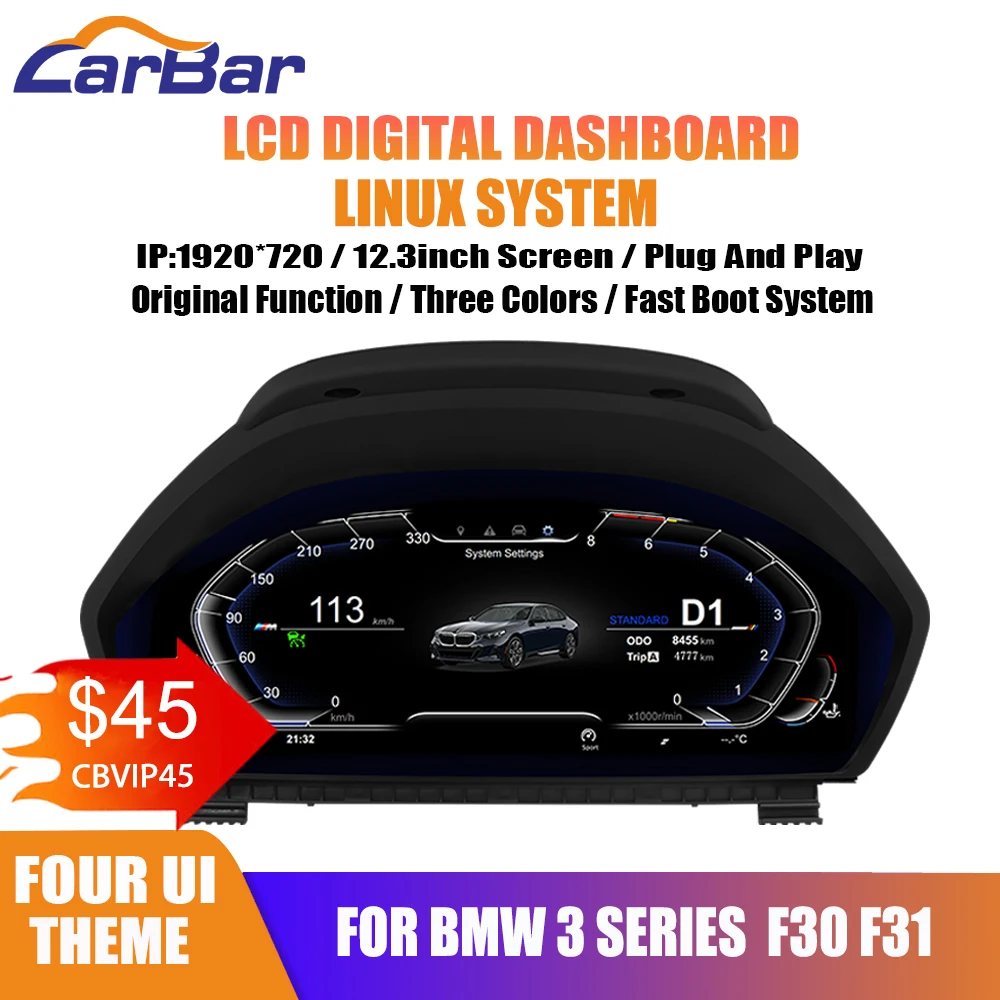 

Carbar New Upgrade LCD Digital Dashboard Cluster FOR BMW 3 Series F30 F31 2013-2020 Automotive Speedometer Instrument Screen