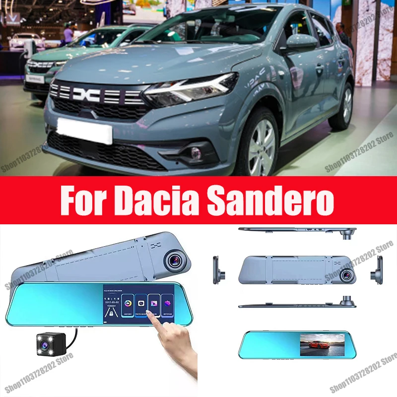 

For Dacia Sandero Spring Carplay Android GPS Dash Cam AUX FM Radio Dashcam Car Camera Stream RearView Mirror Drive Recorder