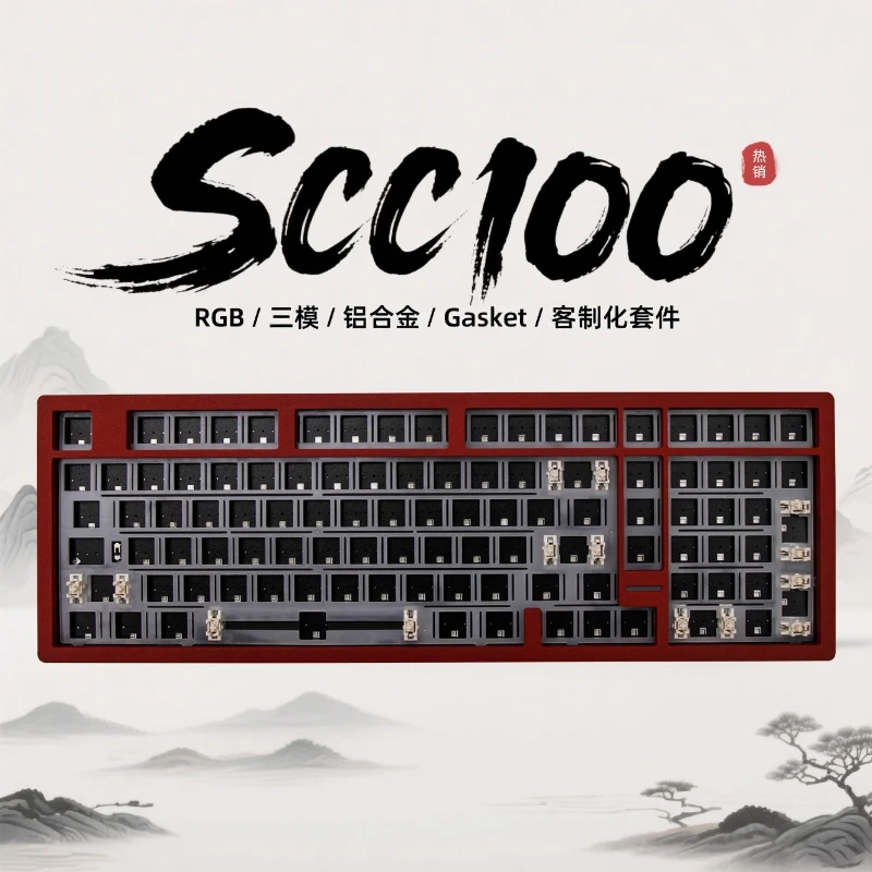 Kit de clavier mécanique SCC100, Tri-mode personnalisé, sans fil, Bluetooth 2.4g, échange à chaud, Structure à dégagement rapide, alliage d'aluminium CNC