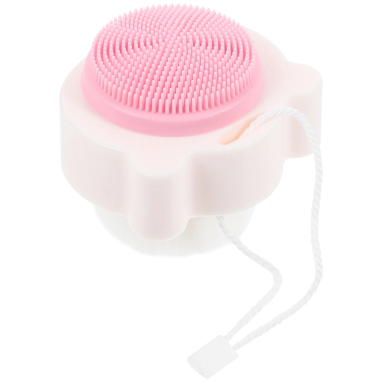 

Silicone Facial Brush Soft Bristles Gentle Skin Cleanser Deep Pore Exfoliator Pink White Handle Face Washing Tool