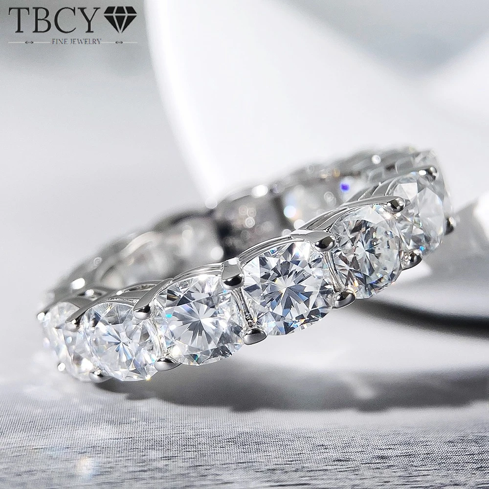 

TBCYD 5 мм D Цвет VVS1 Кольцо с муассанитом S925 Стерлинговое серебро для женщин с кольцом GRA Сверкающее вечерние оптовая продажа Подарок