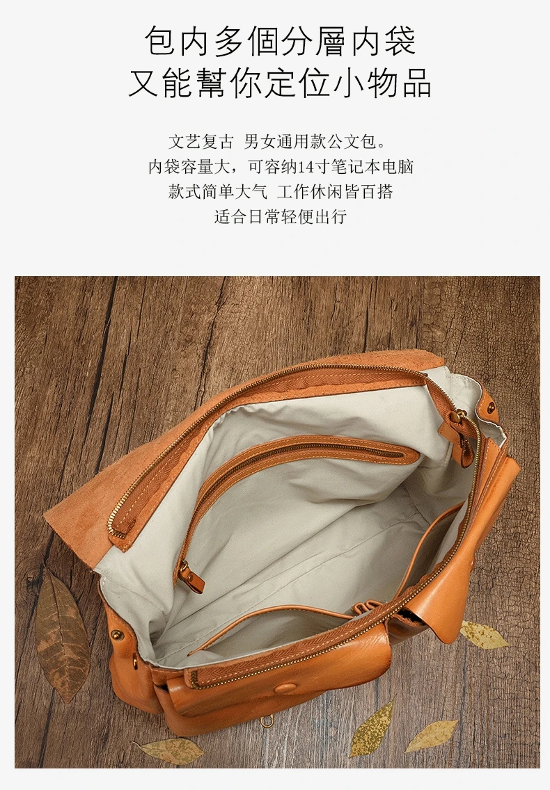 PNDME vintage designer handmade vegetable tanned cowhide men's women's briefcase casual luxury genuine leather laptop handbag