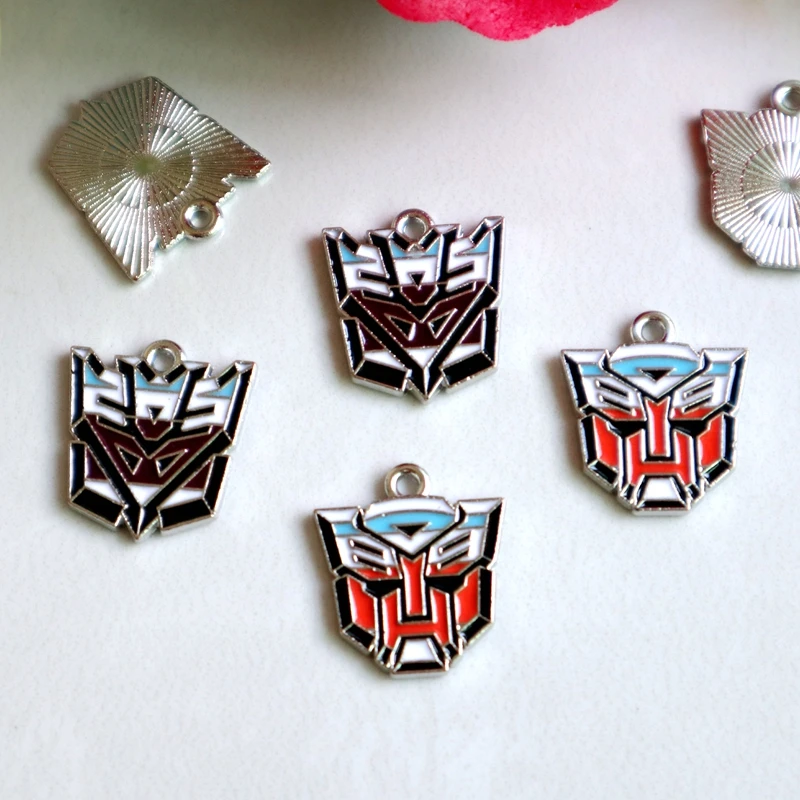 10PCS Transformers Alloy Pendant Cartoon Anime Amulet Lucky Brand Metal Charms DIY Necklace Bracelet Earrings Keychain Accessory