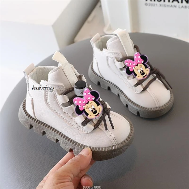 

Disney Mickey Minnie Girl Shoe High Top Kids Shoe Winter Fashion Child Boot Boy Leather Shoe Ankle Boots Warm Boot Bota Infantil