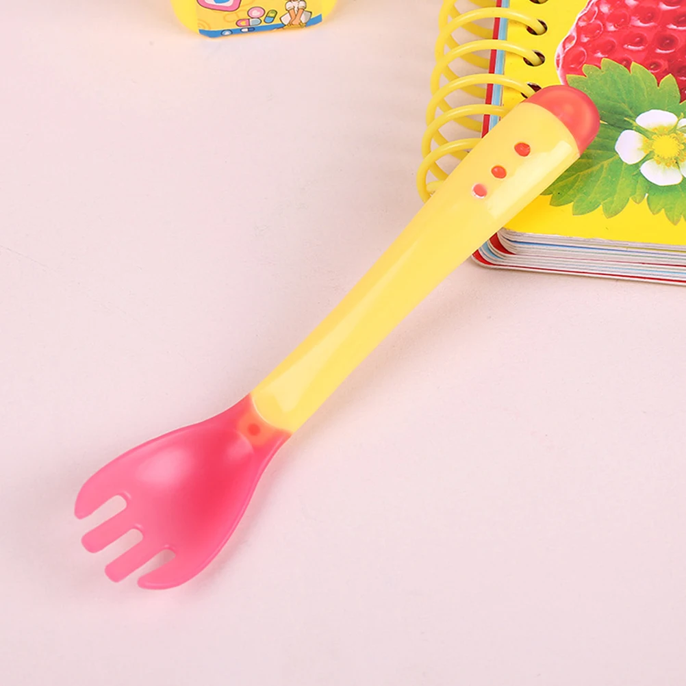 

4pcs Temperature Spoon Fork Set Baby Eco-Friendly Tableware Toddler Baby Tableware Cutlery Feeding Set Kids Gift