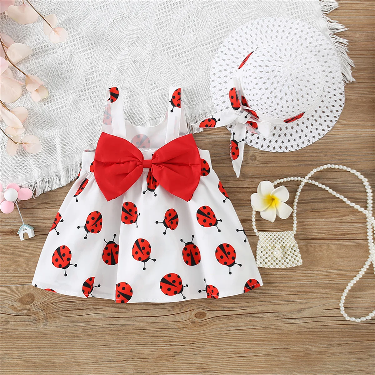 Baby Beach Skirt 0-2 Year Old Newborn Summer 2 Piece Set Girl Cute Print Casual Comfortable Strap Skirt+Sun Hat