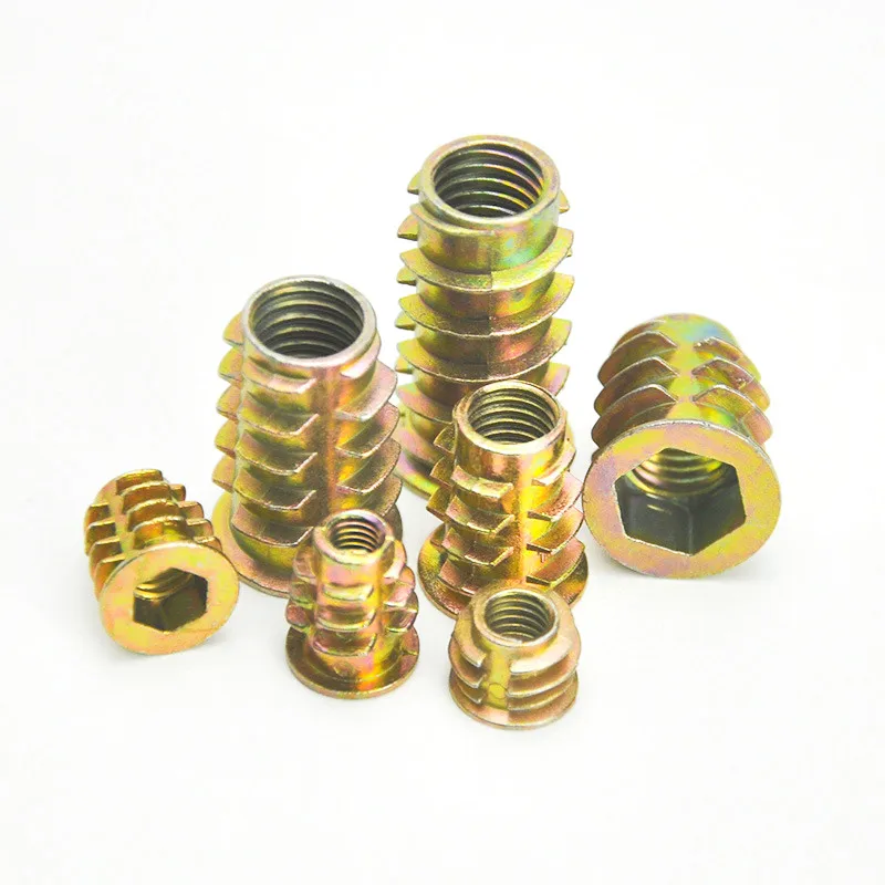 Zinc Alloy Insert Nut Internal & External Thread Furniture Connecting Nut Pre-embedded Nut for Wood Cabinet DIY M4 M5 M6 M8 10pc