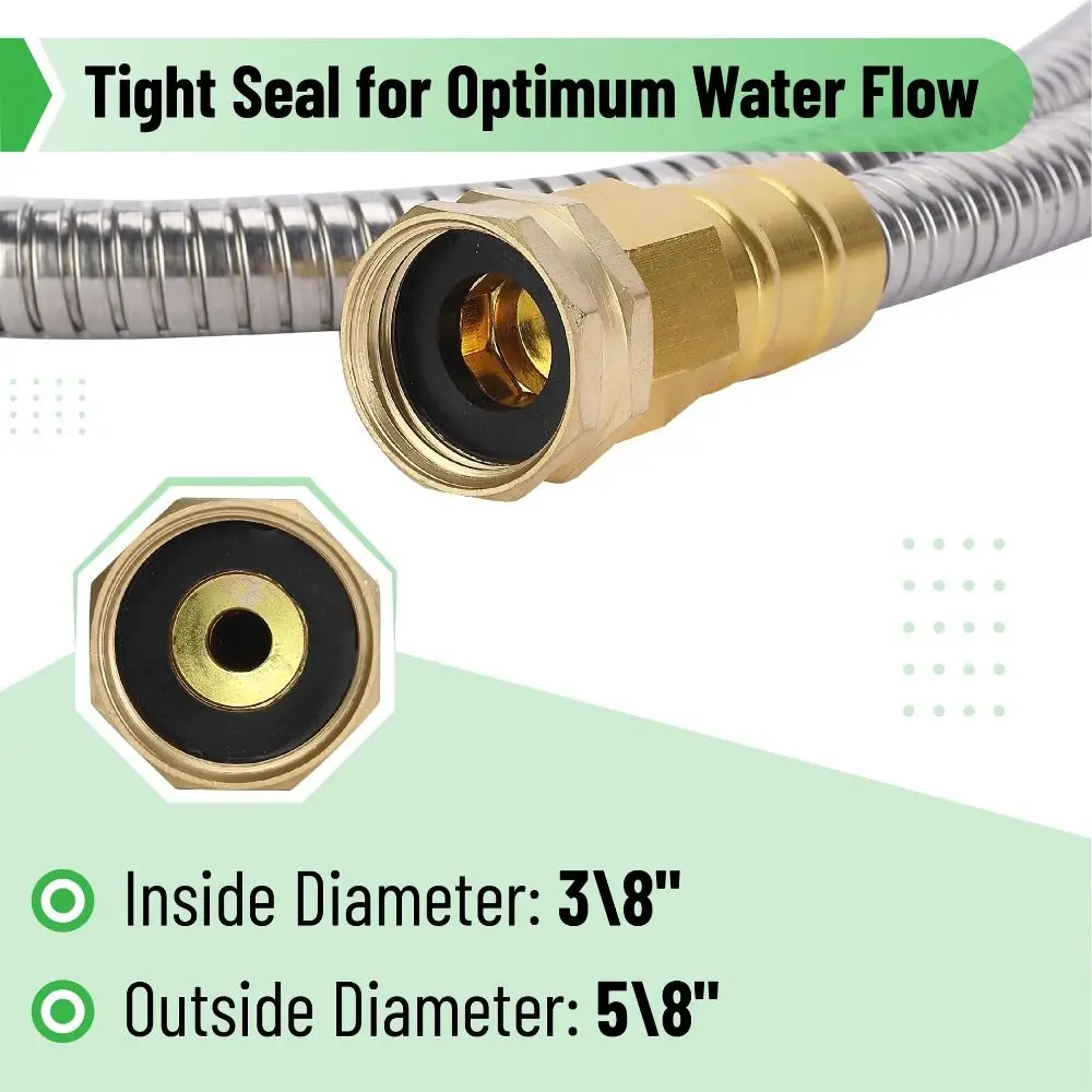 สายฝักบัวสแตนเลสเสริมท่อต่อป้องกันการระเบิดแรงดันสูงป้องกันการรั่วซึมฝักบัวมือถือสายยางห้องน้ำ