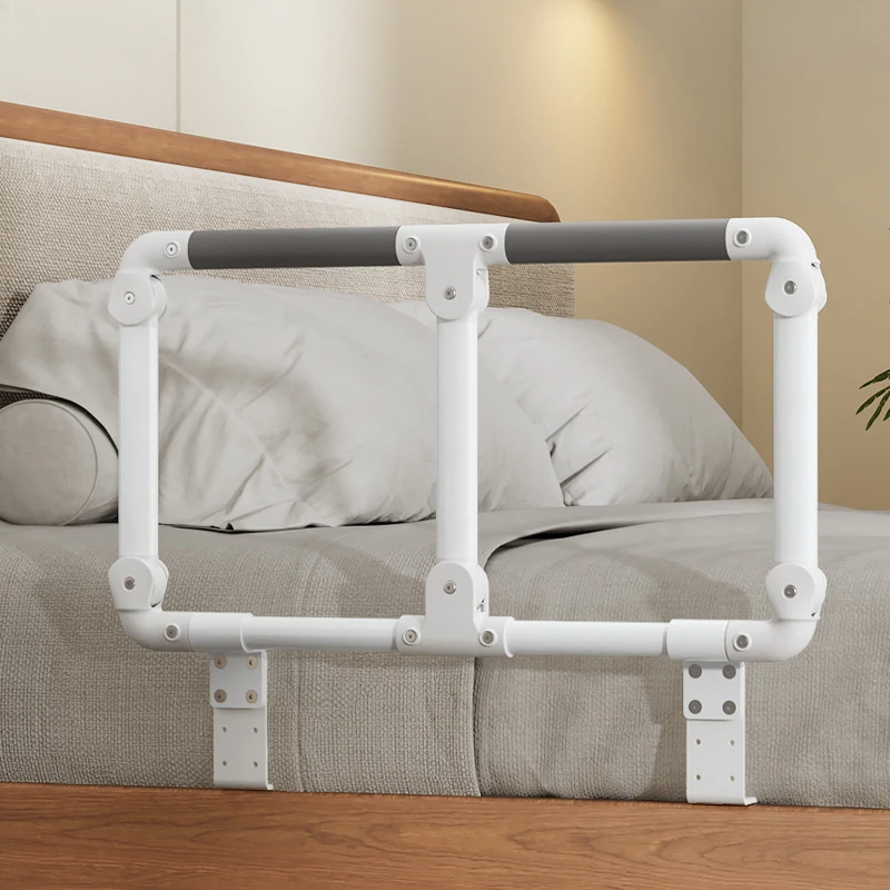 Foldable Bed Assist Handle for Elderly Pregnant Anti-Fall Safety Bed Rail with Legs Easy Flip-Down Design Adjustable Height