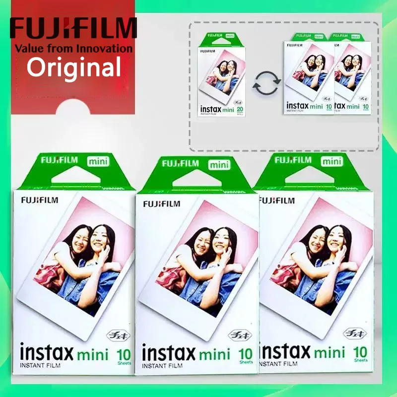 Película para Cámara de Fotos Instantánea Mini 9 8 7 70 90, 10 20 40 60 80 100 Hojas, Película Fujifilm Instax Mini, Película Mini 12/11, Blanca