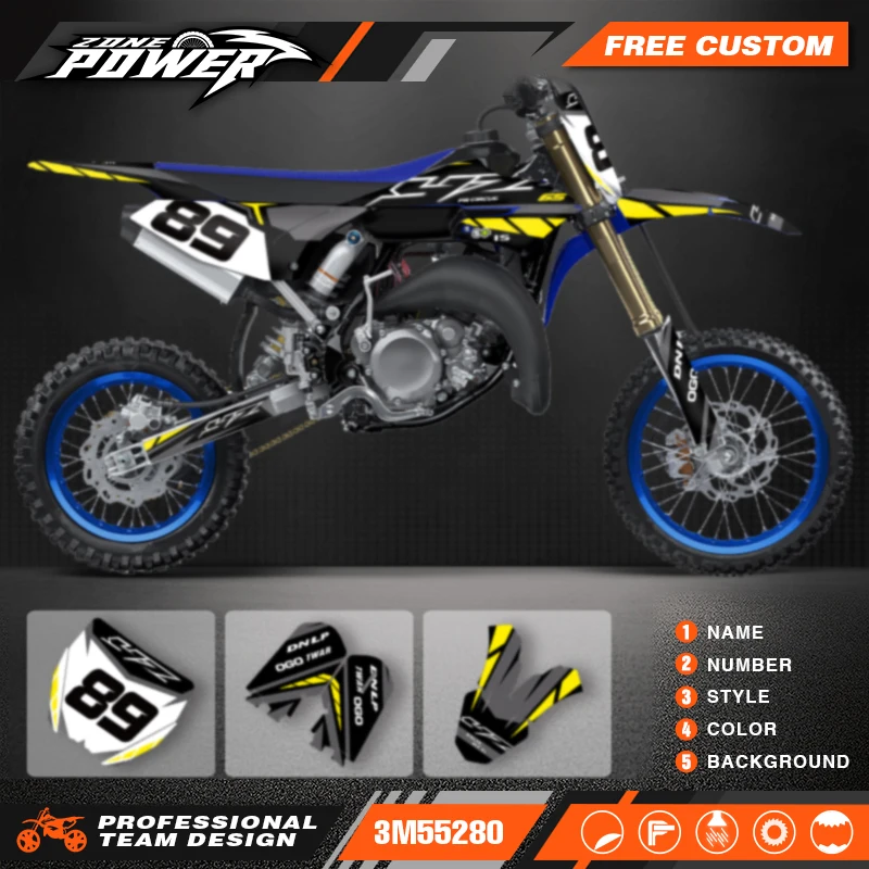 

Powerzone для YAMAHA YZ65 2023 2022 2021 2020 2019 2018 на заказ Team мотоциклетные графические наклейки наборы номер имя на заказ 03