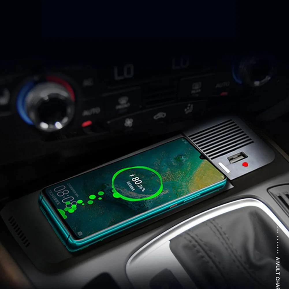 Wireless Car Charger 15W with Dual Charging Support and Active Cooling for A4 For A5 For Q5 R5 SFor Q5 2008-2017