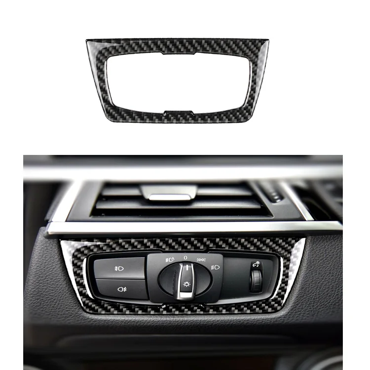 

For BMW F30 F31 F32 F33 F34 3Series 328i 325i 2012-2020 Auto Headlight Switch Frame Interior Cover Trim Carbon Fiber Sticker