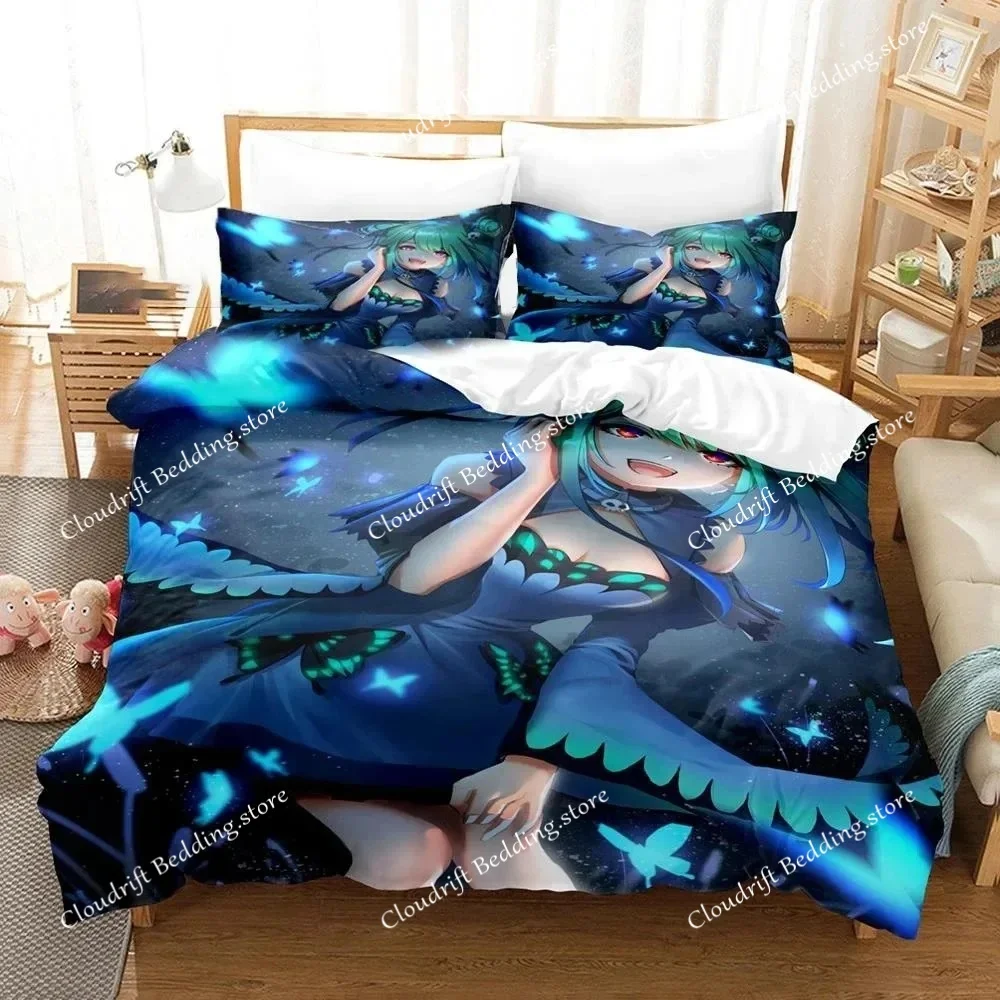 

3D Printed Uruha Rushia Hololive Butterfly Girl Bedding Set Boys Girls Twin Queen Size Duvet Cover Pillowcase Bed Kids Adult