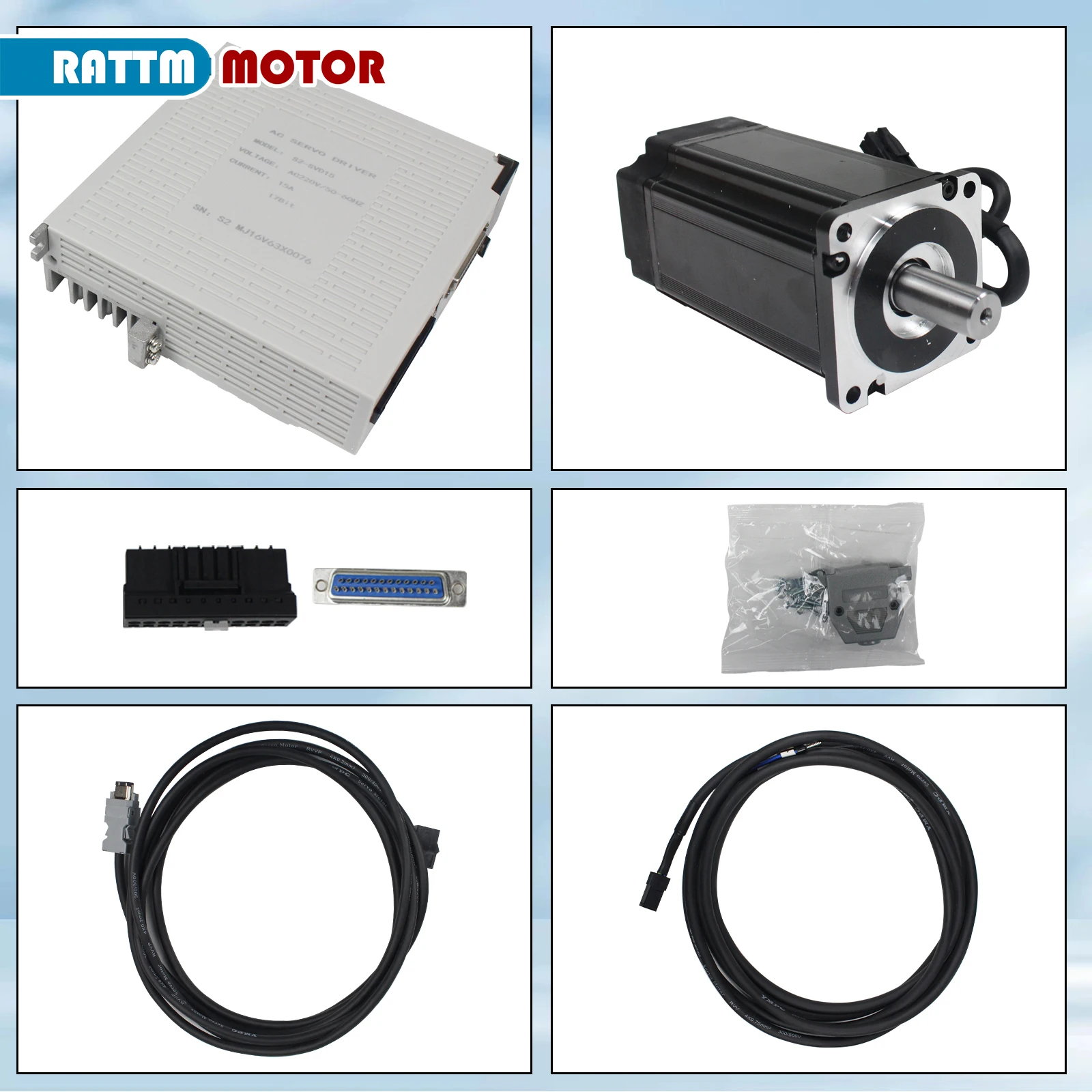 Magnetic Or Optical Encoder 600W AC Servo Motor 1.91 N.m CNC Set Kit With Brake + Driver + 3M Cable