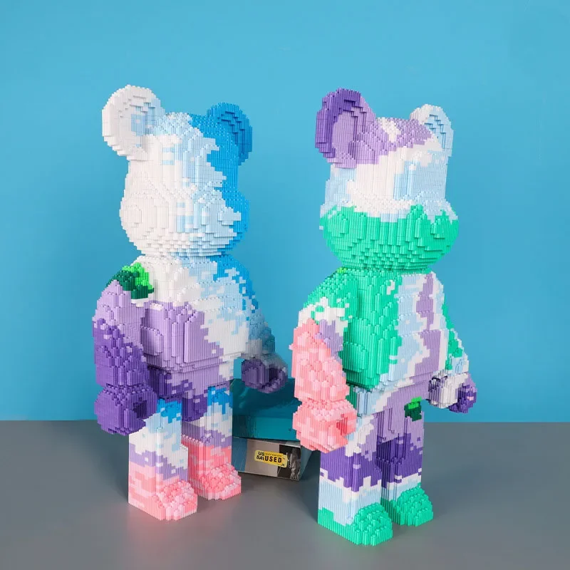 55cm Sea View Violence Bear Toy Lovely Assemble Particles DIY Assembly Painting Bear 3D Model Children\'s Toys Birthday Xmas Gift