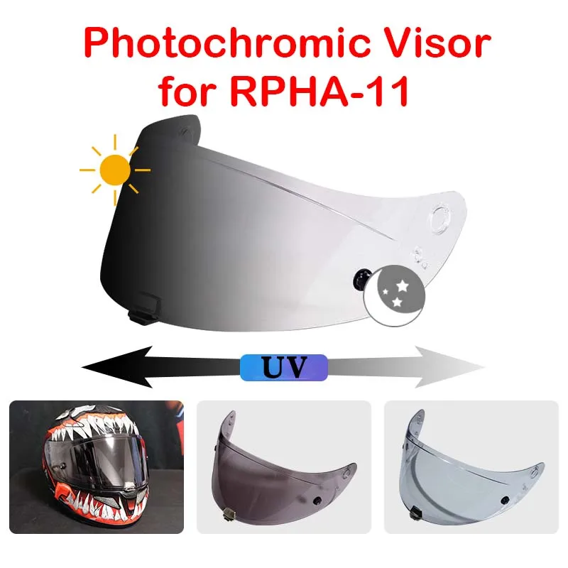 Visera fotocromática para Casco de Moto, protector facial para HJC RPHA 11 PRO RPHA 70 ST HJ-26, Uv Cut