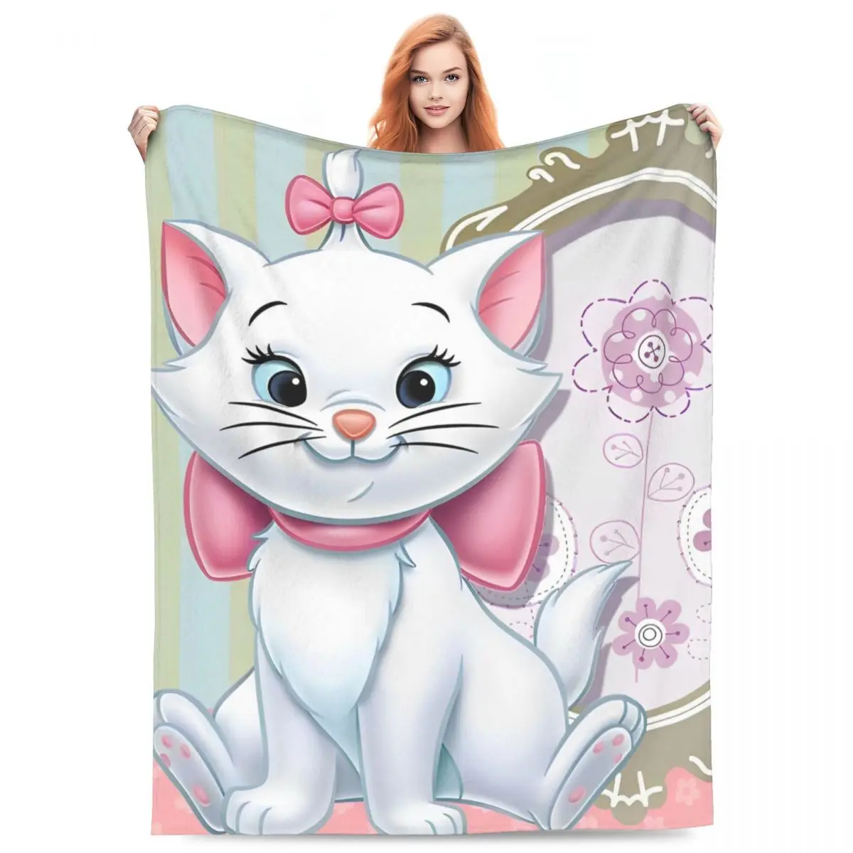 Soft Blanket Airplane Travel Marie Cat Cartoon Throw Blanket Flannel Bedspread For Couch Chair Street Trend Sofa Bed Cover