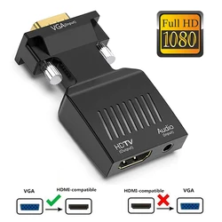 VGA to HDTV Adapter with Audio PC to TV Monitor Projector 1080P Active Converter