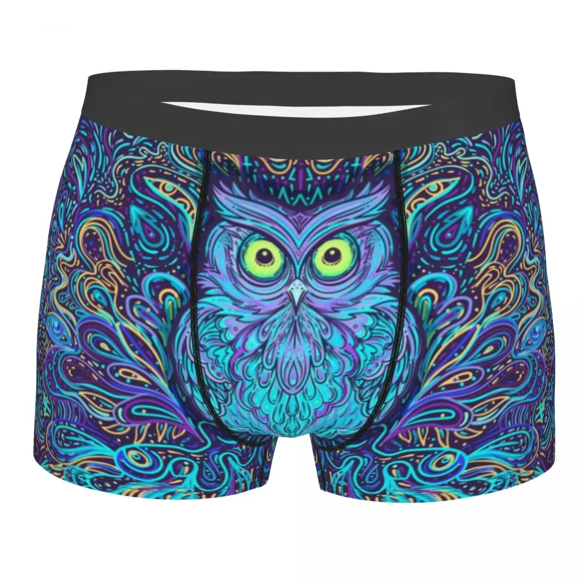 Custom Owl Mandala Underwear Men Stretch Animal Boxer Briefs Shorts Panties Soft Underpants For Homme