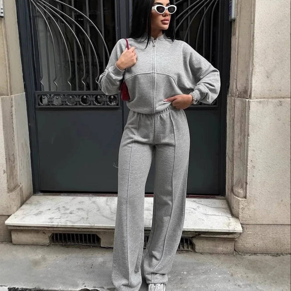 الخريف الشتاء سترة بانت قطعتين مجموعات النساء مجموعة بناطيل رجالي رياضية عداء ببطء Y2k بلوزات الرياضة مرونة الخصر السراويل مطابقة مجموعة