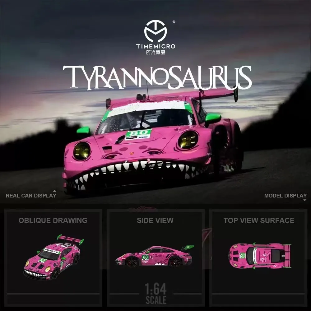 TIME MICRO/STAR RACE 1:64 Pink/green Tyrannosaurus Painting Alloy Model Car for Collection& Display