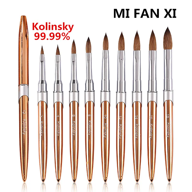 

MIFANXI 99.99% Kolinsky Metal Nail Art Sculpture Carving Brush Liquid Powder Flower Drawing Design Painting Pen