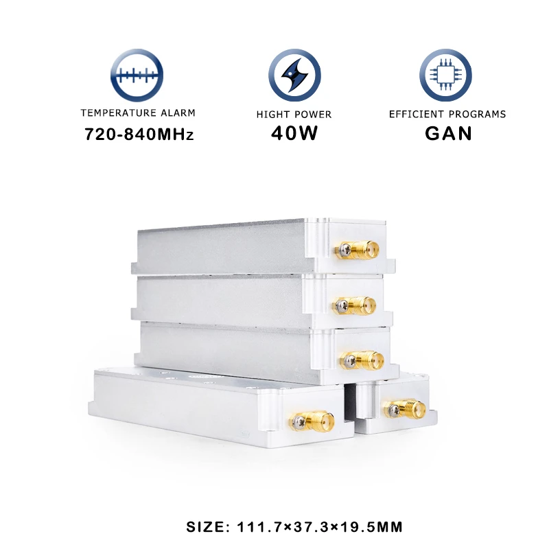 Sistema do PA do Anti-zangão que bloqueia, 40W, 700M, GAN, 720-840MHz, Anti-FPV, módulo do C-UAS, amplificador de poder, sinal do RF