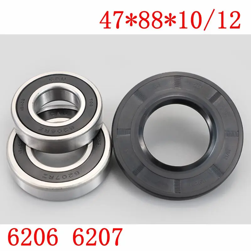 For Midea Little Swan drum washing machine Water seal（47*88*10/12）+bearings 2 PCs（6206 6207）Oil seal Sealing ring parts