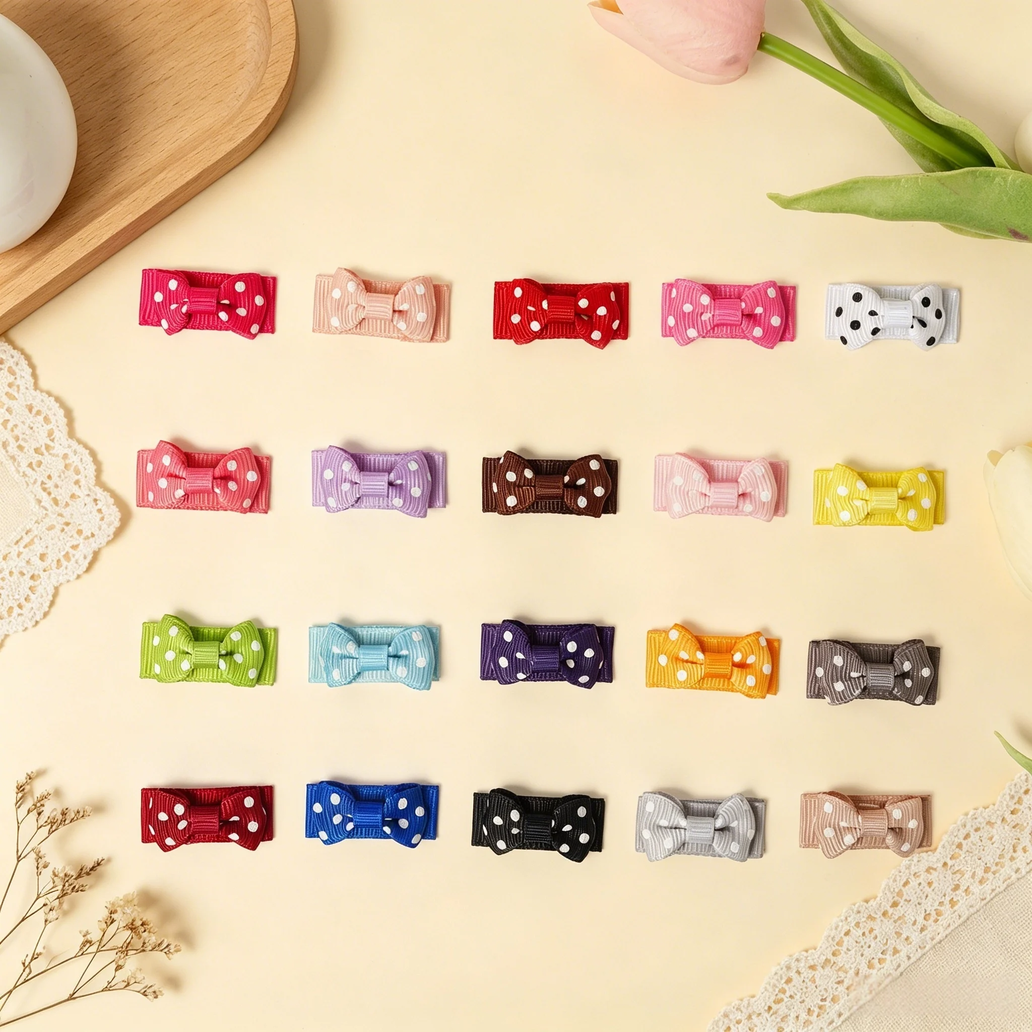 20 Pcs/40 Pcs Polka Dot Printed Snap Hair Clips Children Newborn Little Princess Hair Accessories view 2