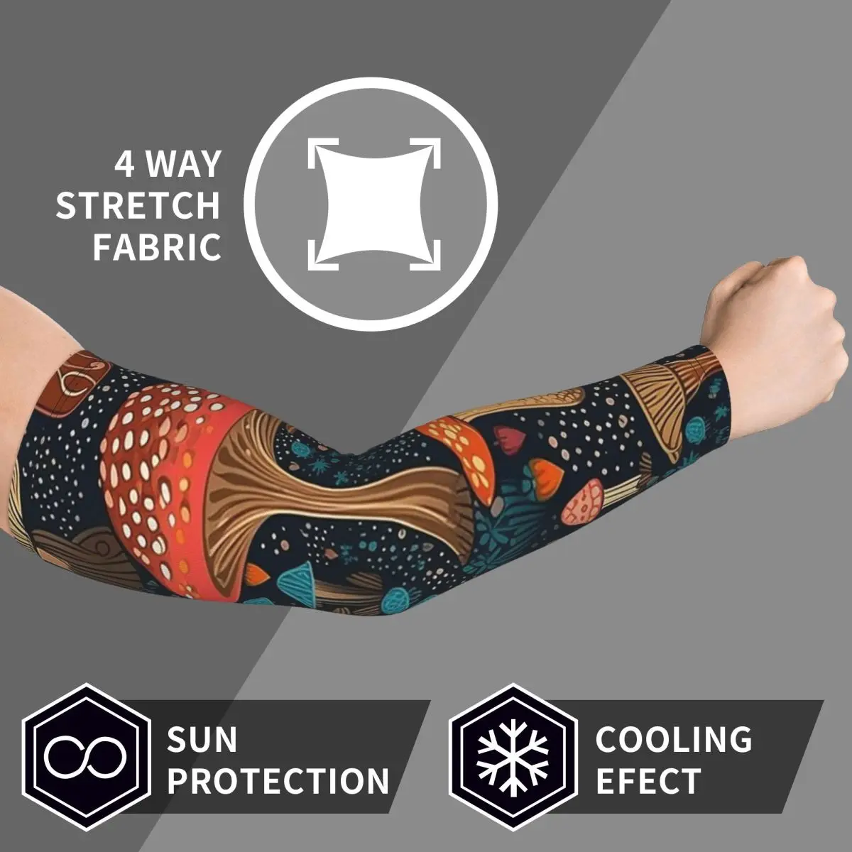 مخدر ماجيك الفطر طباعة الحمم أكمام أذرع تبريد الرجال النساء الشمس الأشعة فوق البنفسجية حماية الوشم التستر الرياضة التبريد ركوب الدراجات