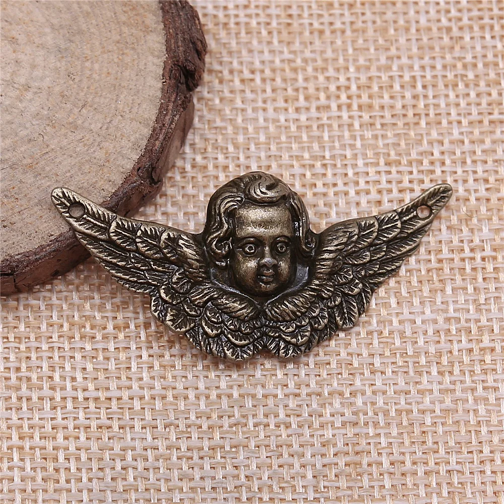 WYSIWYG 5pcs Charms Angel Cupid 50x23mm Handmade Craft Pendant Making Fit Vintage Tibetan Silver Color For Bracelet Necklace