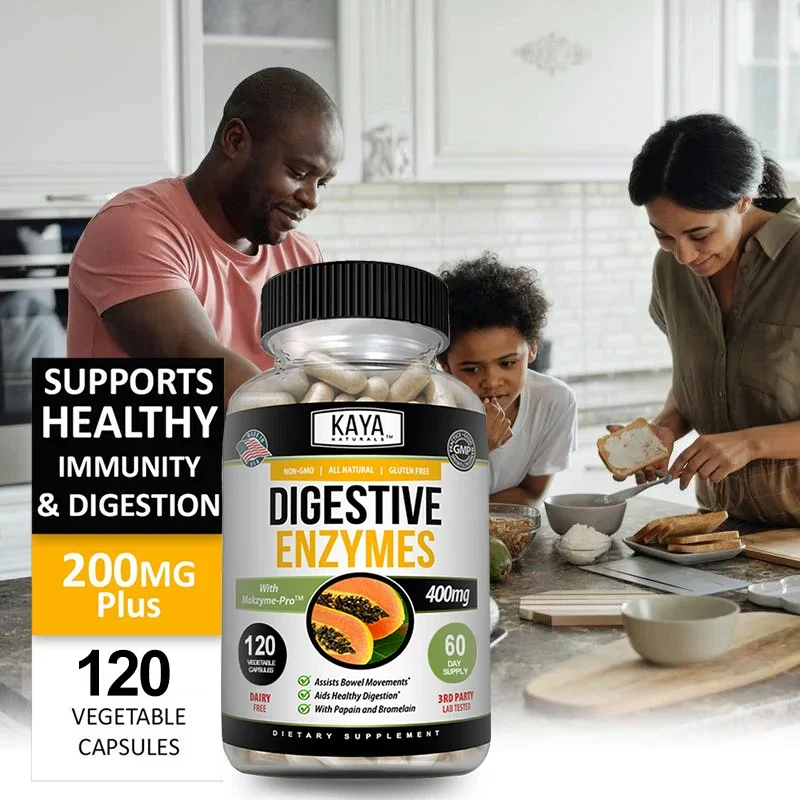 Digestive Enzymes - Papaya + Bromelain Healthy Digestion and Detoxification Relieve Constipation and Bloating Improve Immunity