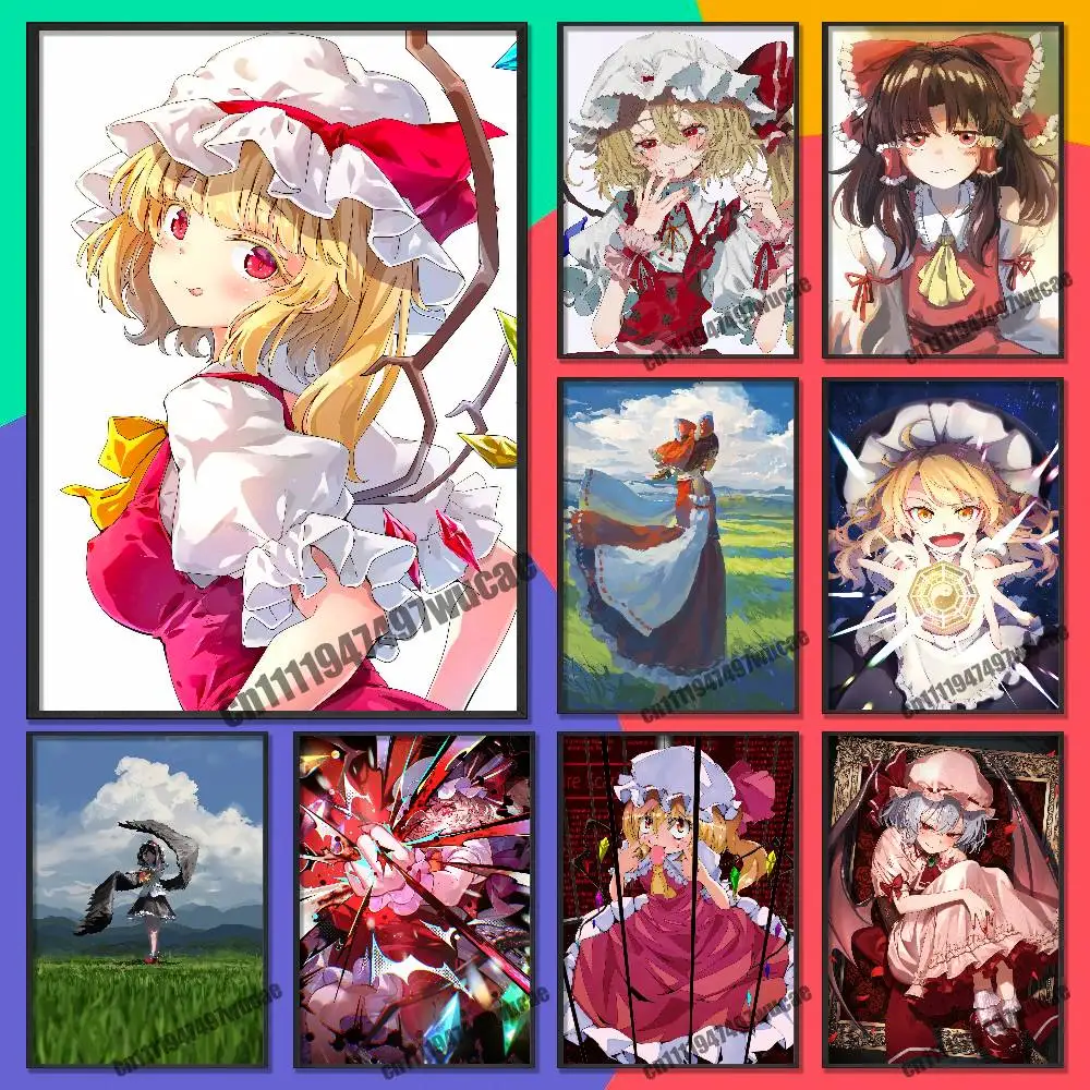 For T-Touhou Project Reimu Hakurei Marisa Kirisame Flandre Scarlet Poster Sticker Paper Home Custom