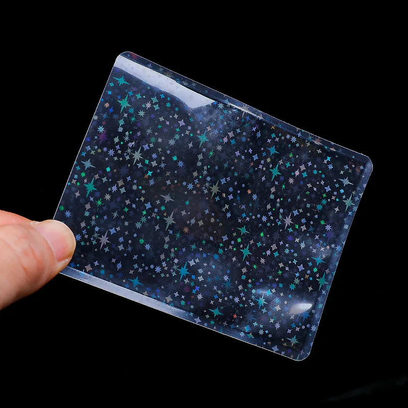 20pcs Clear Laser Neon Stars Flashing Card Sleeves Protector For 3inch Postcard Photo Album Women Men ID Credit Card Holder Bag