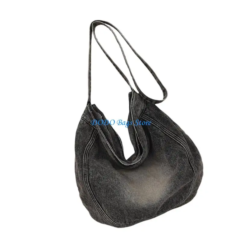 حقيبة كتف نسائية ذات سعة كبيرة، حقيبة ساعي البريد للطلاب، حقيبة مدرسية، حقيبة تسوق، حقيبة كروس من قماش الدينيم، حقيبة عمل اليومي