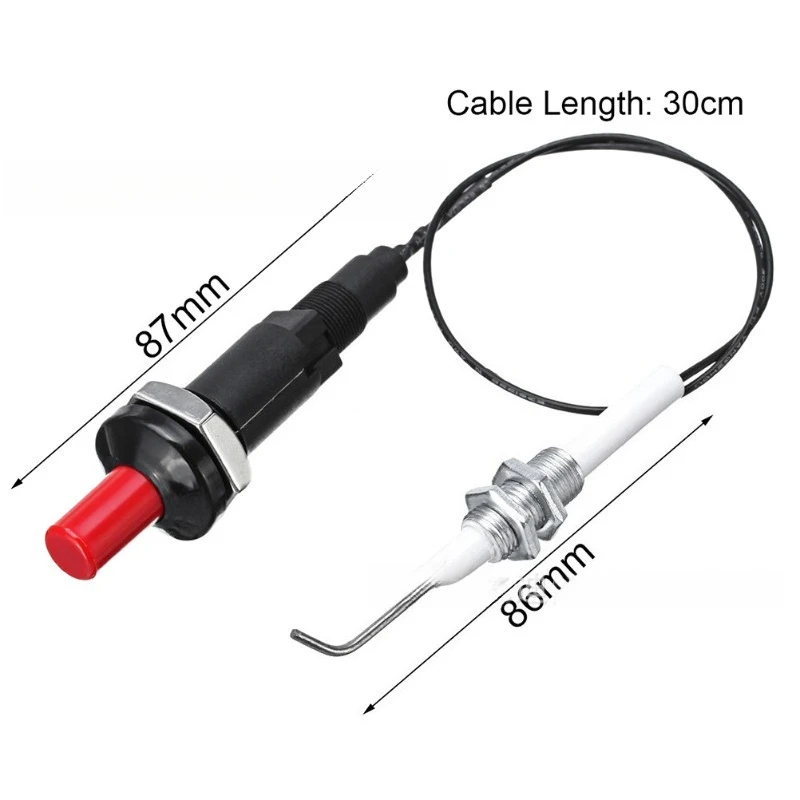 Gas Stove Push Ceramic Piezo Igniter Universal Thread Ignition Bend Needle Spark Plug Burner Spare Parts