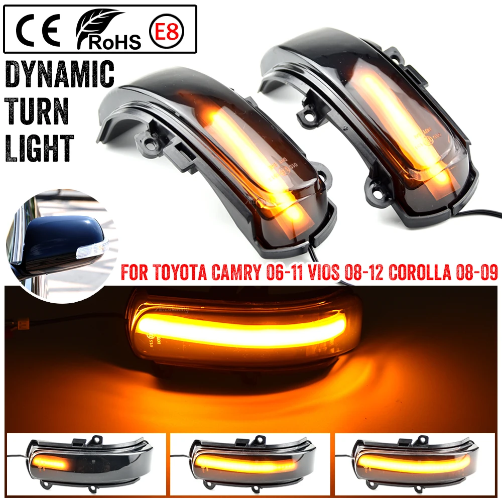 2pcs Car LED Dynamic Turn Signal Indicator Sequential Side Mirror Light Lamp For Toyota CAMRY 2006-2011 VIOS Corolla Scion